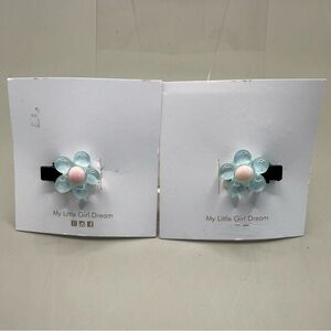 Blue and Pink Flower Hair Clips